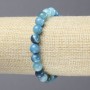 Elastic Blue Agate Bracelet, smooth round beads, diameter 8mm+