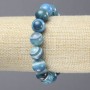 Elastic Blue Agate Bracelet, smooth round beads, diameter 12mm+
