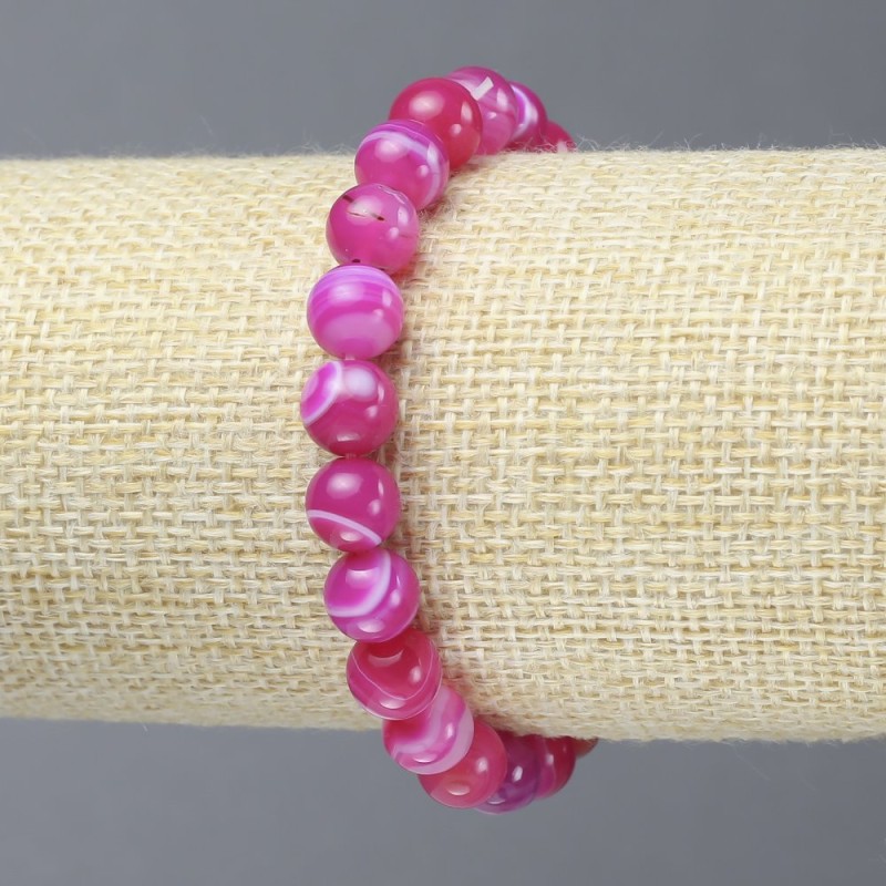 Elastic Bracelet Raspberry Agate Smooth Bead, diameter 8mm+