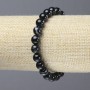 Elastic Bracelet of Natural Agate Stone Smooth Bead, diameter 8mm+