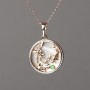 Xuping Chain 18K Gold Plated with Mother-of-Pearl Pendant, green enamel 15mm +/-, thickness 0.5mm +/-, length 48cm+