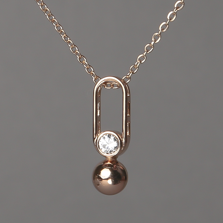 Xuping Chain 18K Gold Plated with White Rhinestone Pendant 23x7mm +/-, thickness 1.6mm +/-, length 45-50cm+