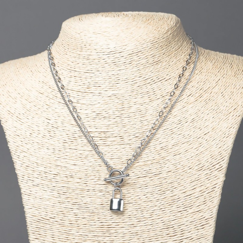 Xuping Chains Rhodium with Pendant (Clasp), thickness 3 and 1.8mm +/-, length 44cm+