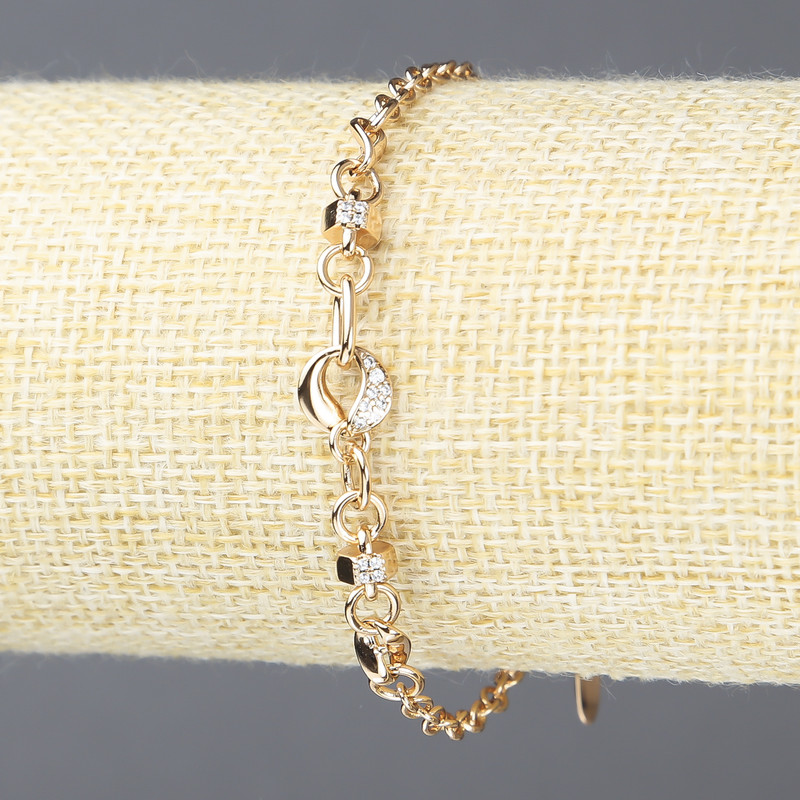 Xuping Bracelet, 18K Gold-Plated with White Rhinestones, Thickness 3mm+/-, Length 18-21cm+