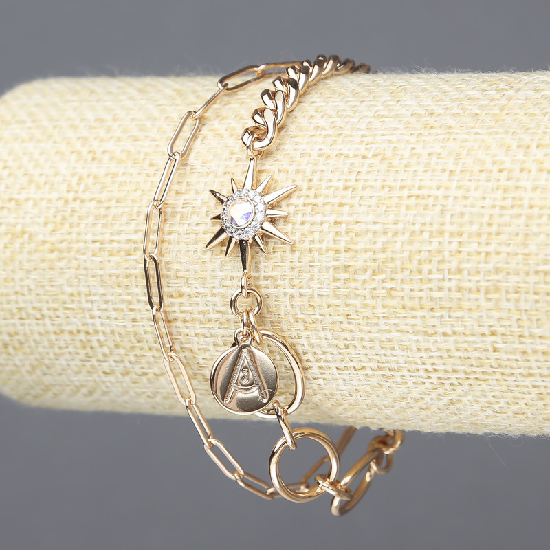 Xuping Bracelet, 18K Gold-Plated with White Rhinestones, Size (max) 11mm+/-, Length 18-21cm+