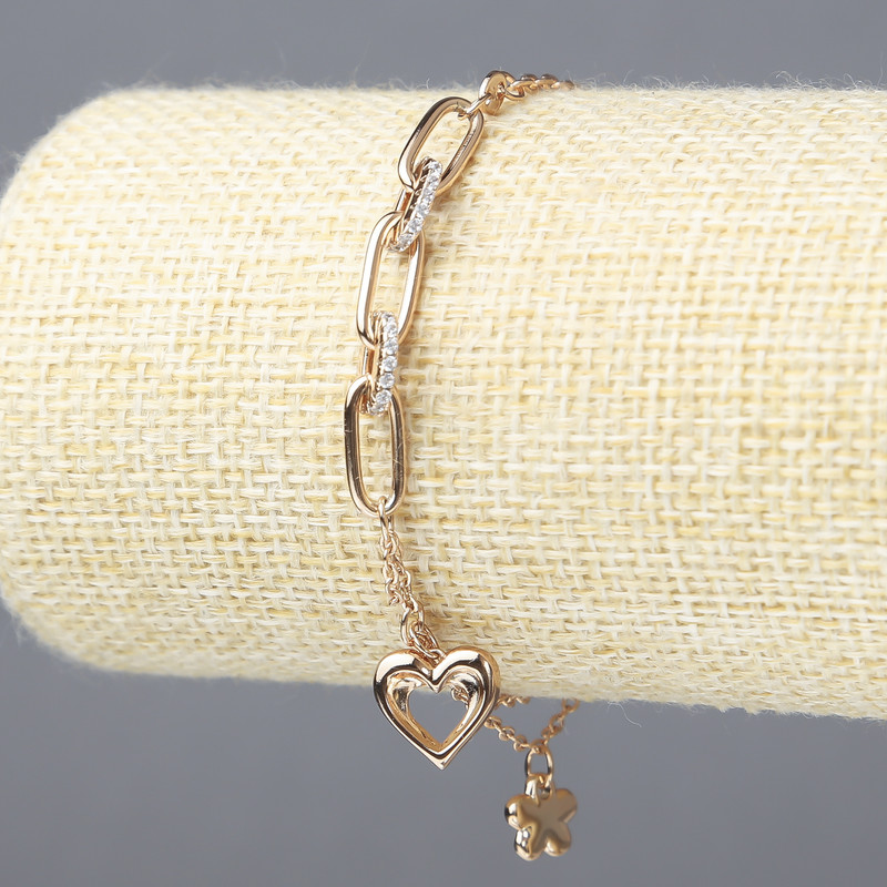 Xuping Bracelet, 18K Gold-Plated with White Rhinestones, Size (max) 5.2mm+/-, Length 18-22cm+