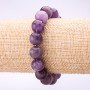 Amethyst Bracelet, Smooth Round Beads, Diameter 12mm, Circumference 18cm, on Elastic