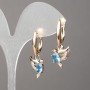 Xuping Earrings 18K Gold Plated with White Rhinestones and Blue Crystals, 34x12mm +