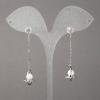 Xuping Rhodium Earrings with White Rhinestones and Beads, 15x11mm +/-, length 50mm +/-, thickness 1.1mm +