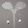 Xuping Rhodium Earrings with White Rhinestones and Beads, 15x11mm +/-, length 50mm +/-, thickness 1.1mm +
