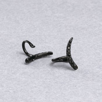 Xuping Ear Cuff Black Rhodium with Black Rhinestones, 10x12mm +