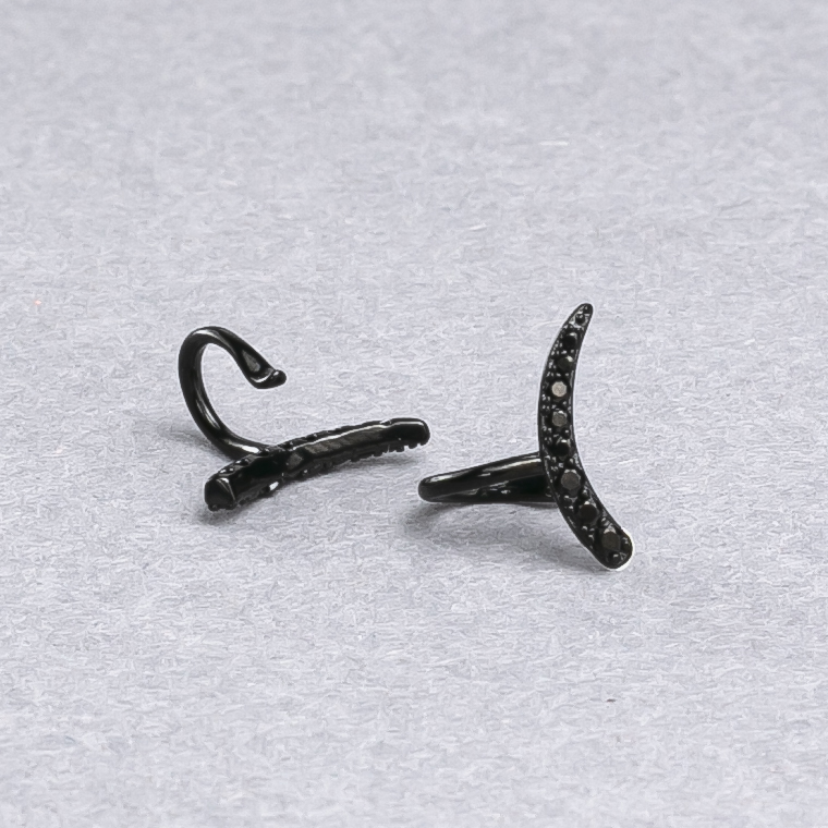 Xuping Ear Cuff Black Rhodium with Black Rhinestones, 10x12mm +