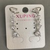 Xuping Rhodium Cuff Stud Earring with White Heart Crystals 32x10mm +