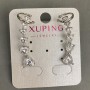 Xuping Rhodium Cuff Stud Earring with White Heart Crystals 32x10mm +