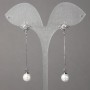 Xuping Rhodium Stud Earrings with Rhinestones, Beads and Pendants, 12mm +/-, length 58mm +/-, thickness 0.7mm +