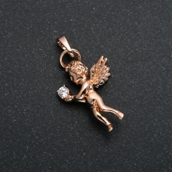 Xuping 18K Gold-Plated Angel Pendant with White Rhinestone 30x15mm +