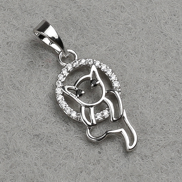 Xuping Rhodium Pendant with White Rhinestones 25x10mm +