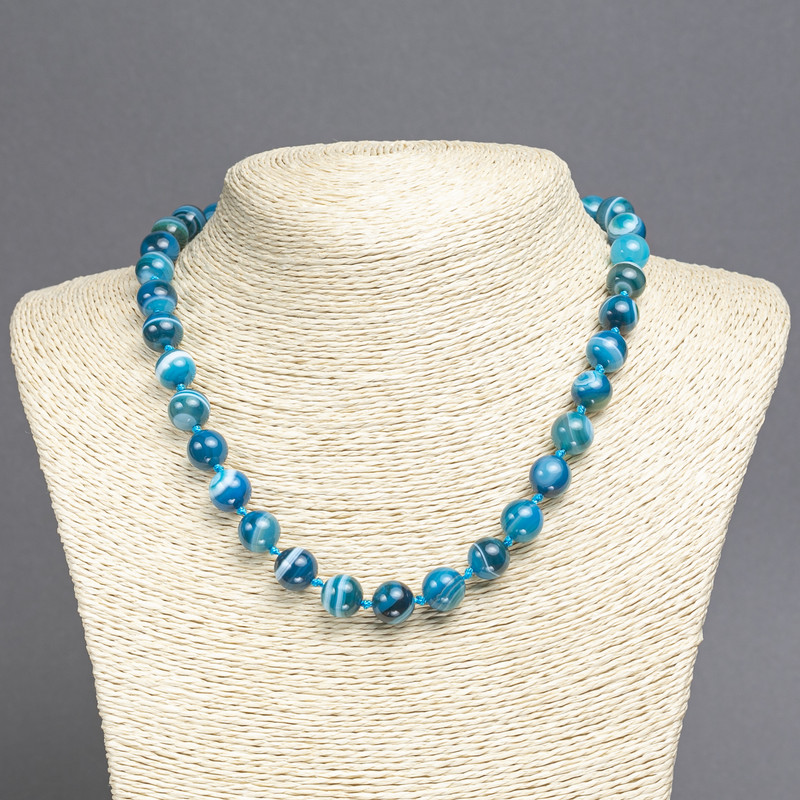 Sky Blue Agate Necklace, smooth bead, diameter 10mm+/-, length 45cm+