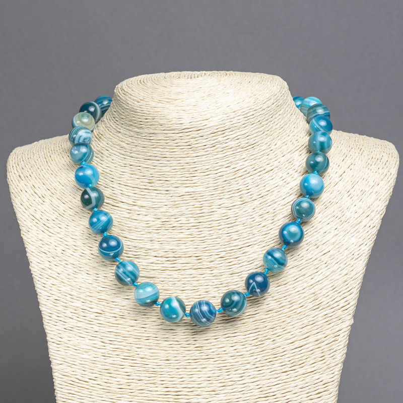 Sky Blue Agate Necklace, smooth bead, diameter 12mm+/-, length 45cm+