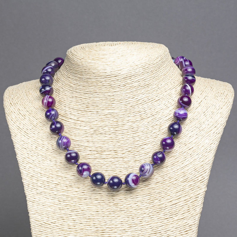 Purple Agate Necklace, diameter 12mm+/-, length 45cm+