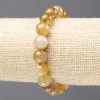 Rutilated Quartz Natural Stone Elastic Bracelet, smooth bead, diameter 10(+/-)mm