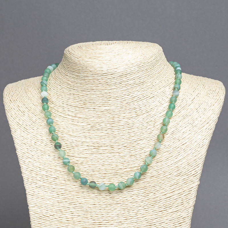 Natural Matte Green Agate Necklace, Diameter 6mm+/-, Length 45cm+