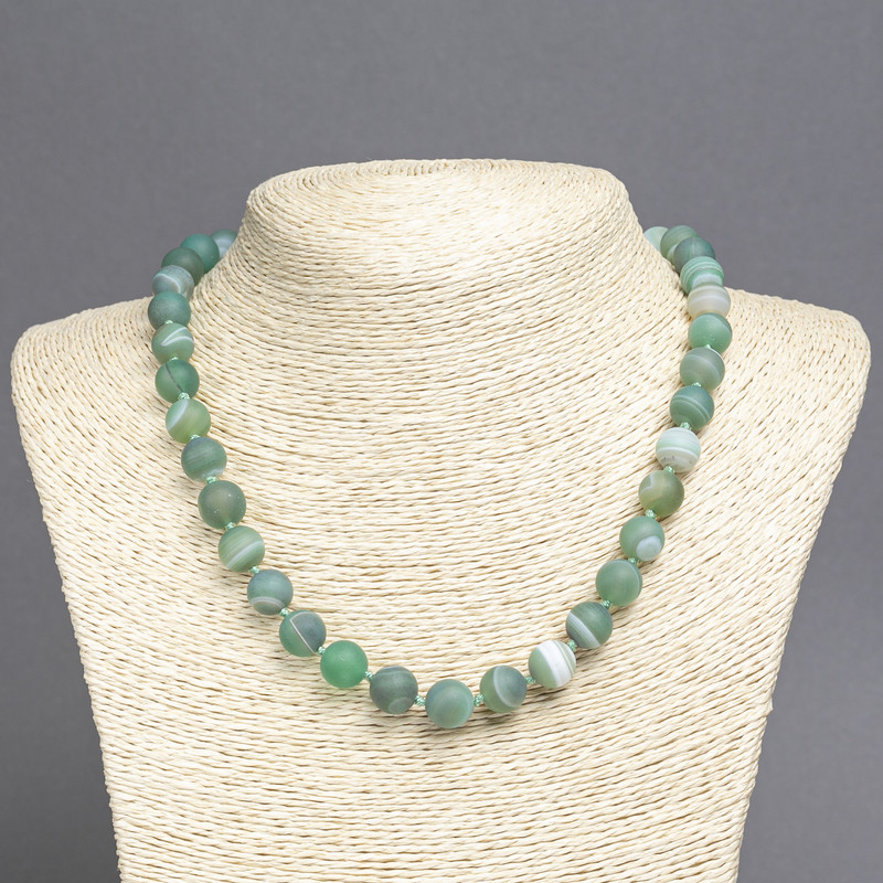 Natural Green Matte Agate Necklace, Diameter 10mm+-, Length 45cm+