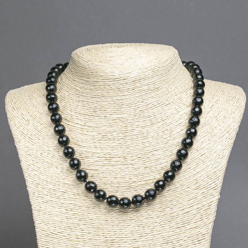 Agate Necklace, faceted round beads, diameter 10mm(+/-), length 45cm+