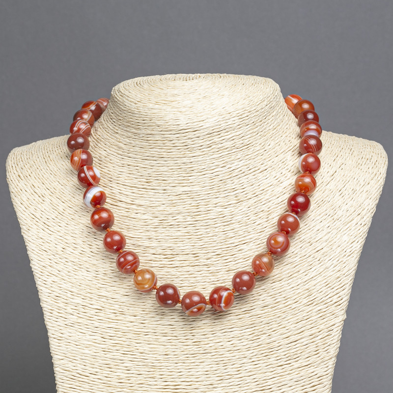 Orange Agate Necklace, smooth round beads, diameter 12mm+/-, length 45cm+/- B501