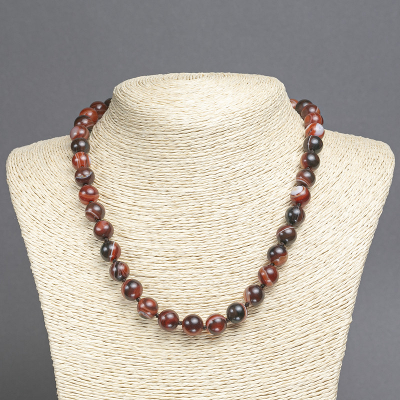 Brown Agate Necklace, smooth round beads, diameter 10mm+/-, length 45cm+