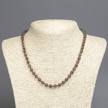 Smoky Quartz Necklace, smooth round beads, diameter 6mm+/-, length 45cm+