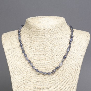 Iolite Natural Stone Necklace, tumbled beads, diameter 8x6mm+/-, length 45cm+