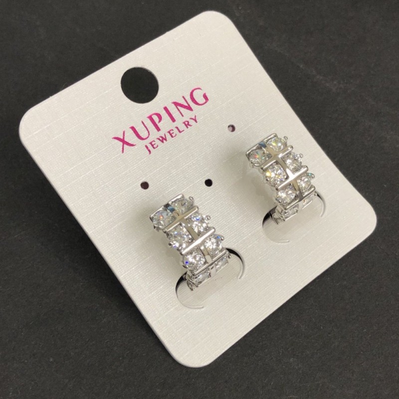Xuping Rhodium Earrings with White Stones 16x8mm +