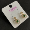 Xuping Earrings 18K Gold Plating with Green Stones and White Rhinestones 17x10mm