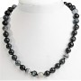 Grey Agate Necklace, Smooth Round Beads, diameter 12mm+-, length 45cm+