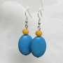 Earrings Blue Turquoise Oval 18x25mm+- and Glass Rondelle 8x6mm+-, length 50mm+