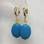 Earrings Blue Turquoise Oval 18x25mm+- and Citrine Smooth Round Bead 8mm+-, length 50mm+