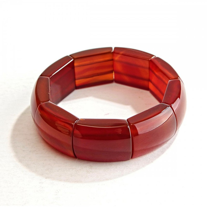 Elastic bracelet with carnelian rectangular stones