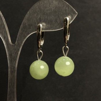 Onyx Earrings, diameter 12mm+-, length 35mm+- silver-tone metal