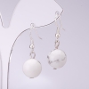 Cacholong Earrings, Diameter 10mm+-, Length 30cm+