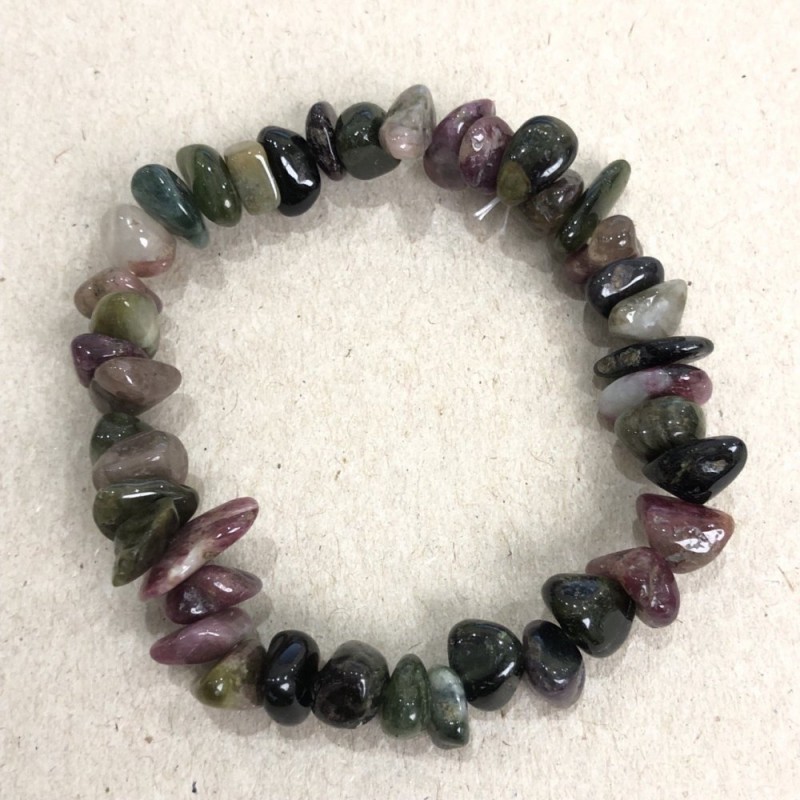 Natural Tourmaline Bracelet, Chip Beads 7mm+/-, Circumference 18cm+