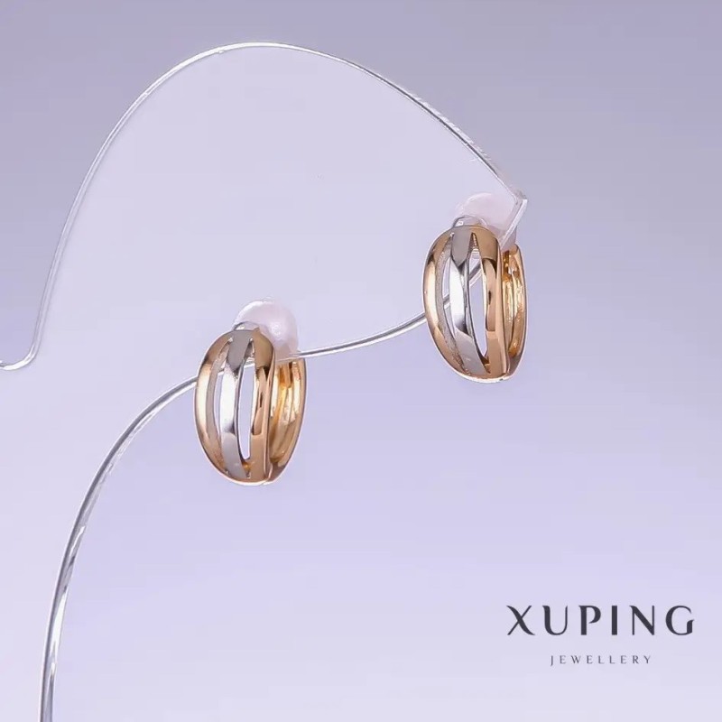 Xuping Earrings, length 12mm, thickness 6mm, rhodium, 18k gold plating