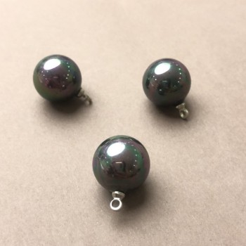 Finding Pendant Majorca Pearl Bead Grey Petrol, diameter 12mm 1pc