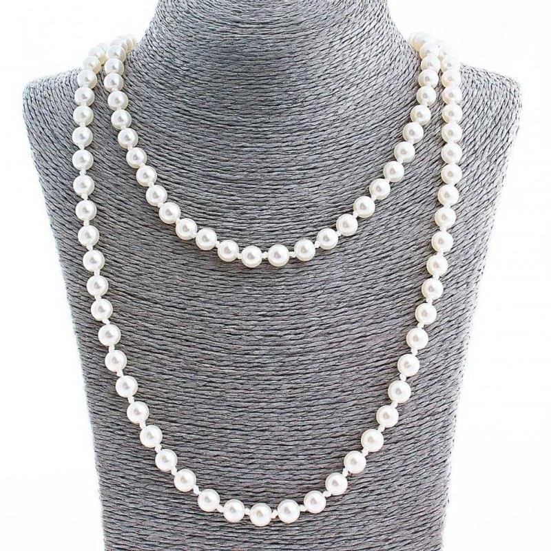 Long Pearl Necklace (Imitation Plastic), diameter 8mm 120cm+