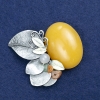 Clearance! Twig Brooch with Amber (imit.) and Assorted Stones, Silver-Tone Metal 60x50mm +