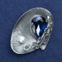 Clearance! Shell Brooch with Crystal and Bead, Silver-Tone Metal 60x45mm +