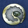 Sale! "Element" Brooch, Silver-Tone Metal with Enamel and Drop 52x45mm +
