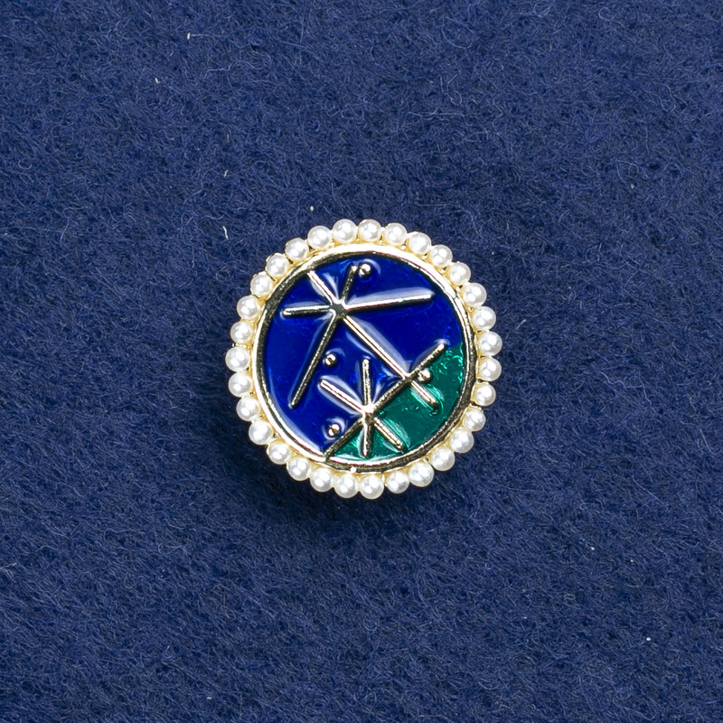 Sale! Constellation Brooch gold-tone metal, enamel and beads 18mm +