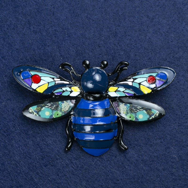 Sale! Beetle Brooch silver-tone metal and enamel 70x42mm +
