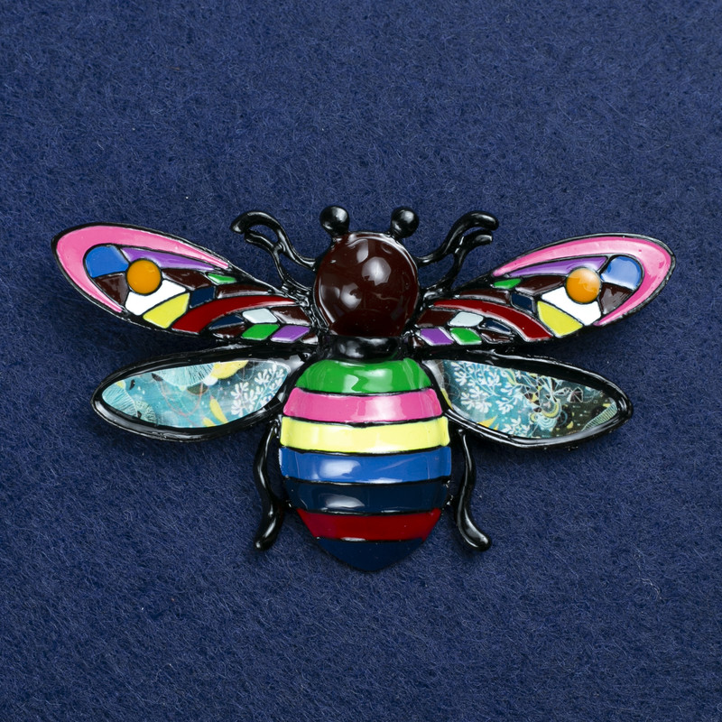 Sale! Beetle Brooch silver-tone metal and enamel 70x42mm +